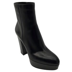 GIANVITO ROSSI BLACK LEATHER PLATFORM ANKLE BOOTS
